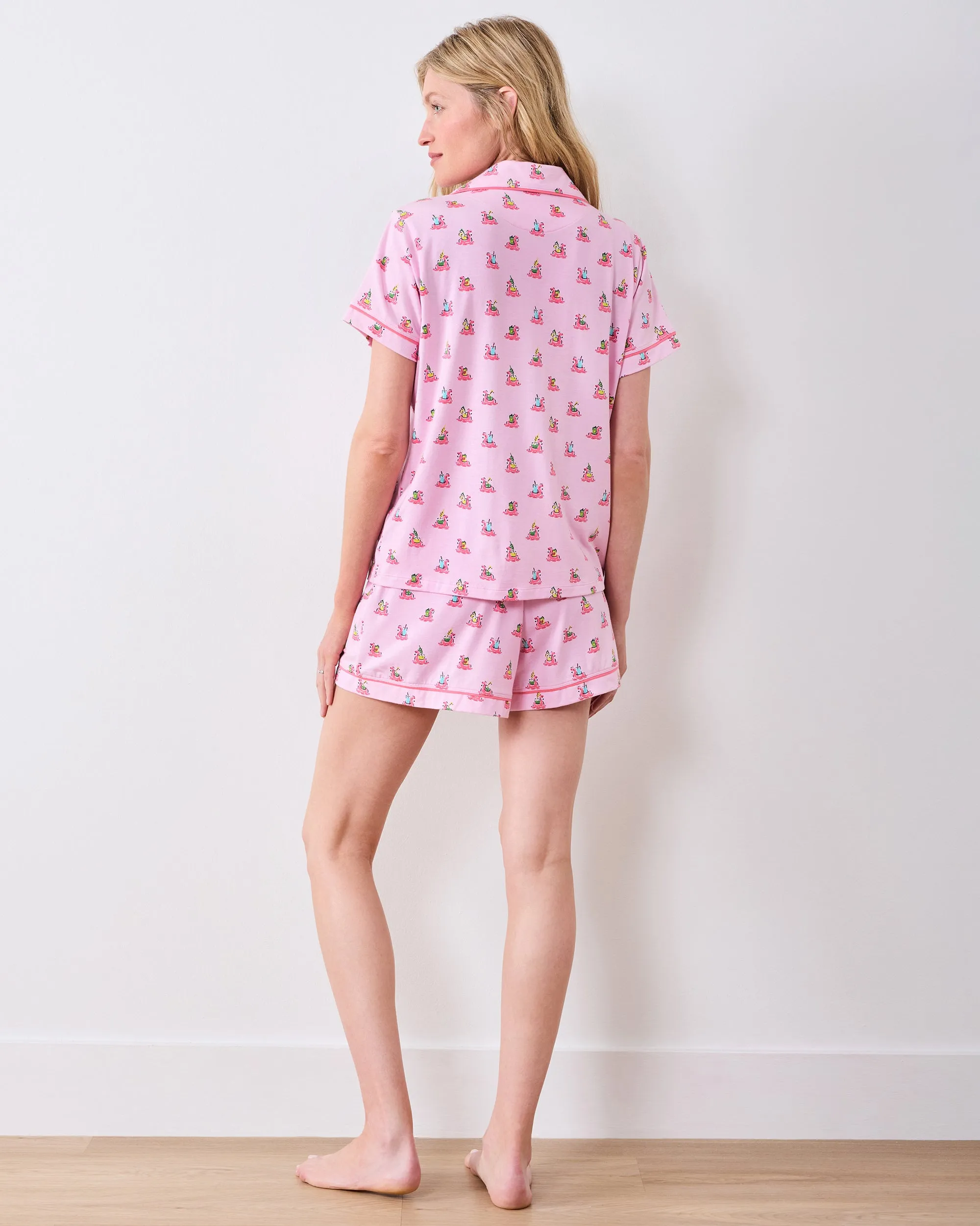 Flamingo Floaties - Organic Pima Modal Knit Short PJ Set - Pink Lemonade sold by Printfresh product image thumbnail 5