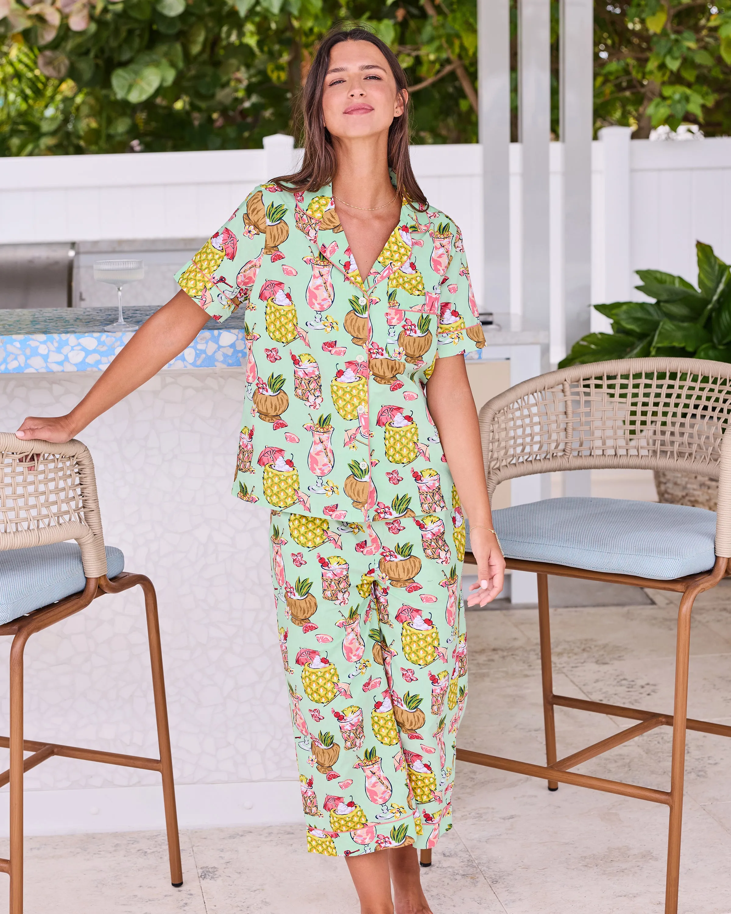 Paradise Punch - Short Sleeve Top & Cropped Pants Set - Mojito sold by Printfresh product image thumbnail 3
