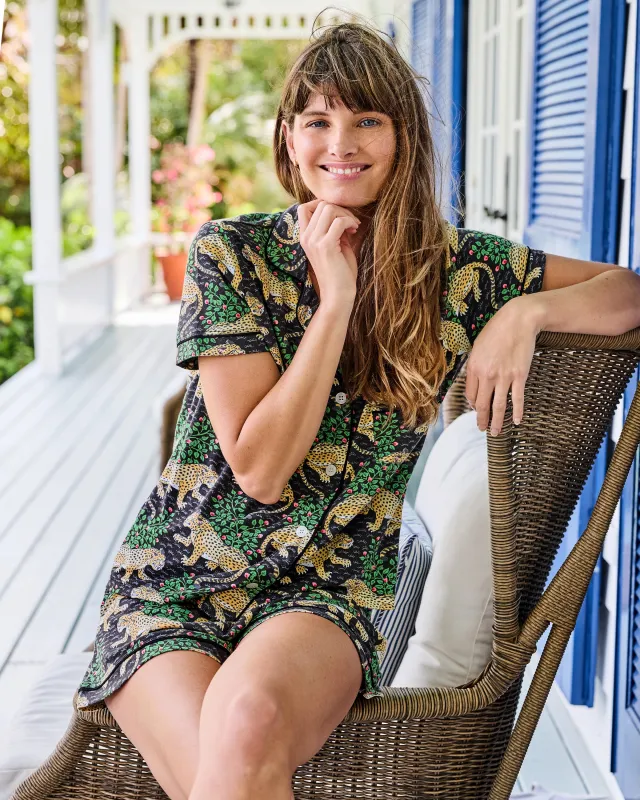 Bagheera - Organic Pima Modal Knit Short PJ Set - Ink made by Printfresh
