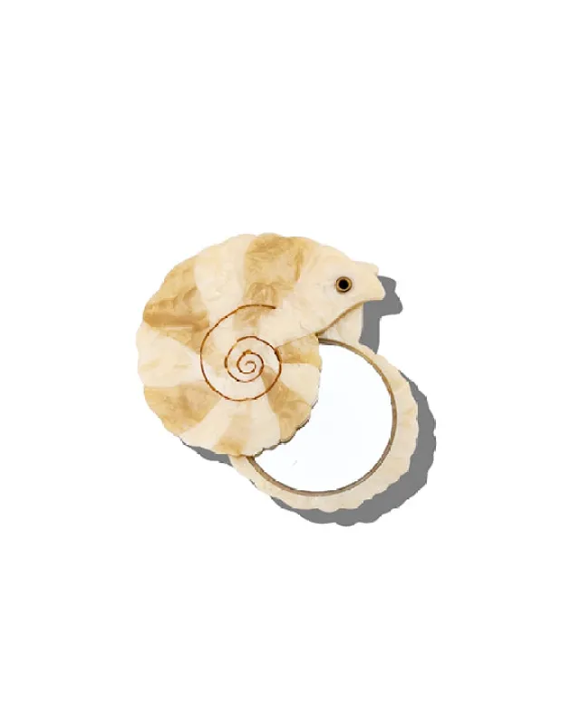 Ivory - Hand Painted Spiral Shell Compact Mirror - Solar Eclipse made by Printfresh