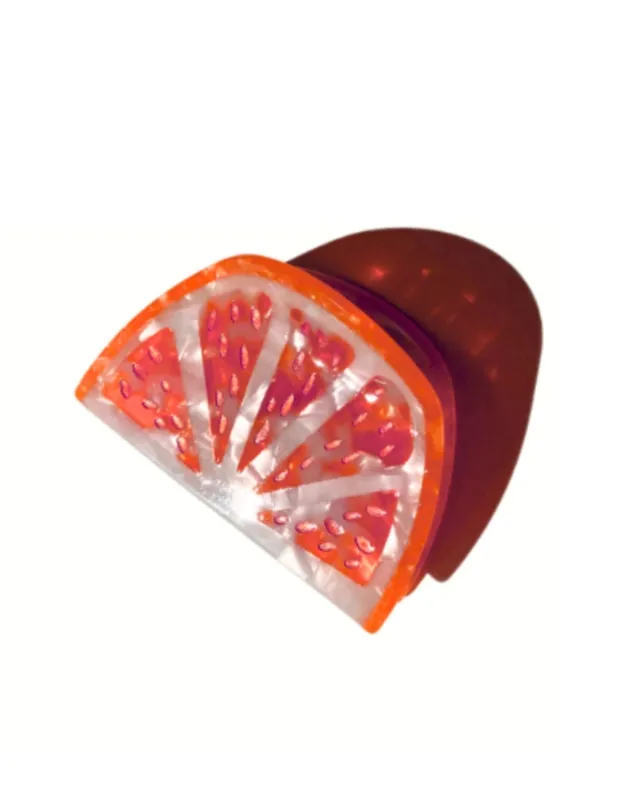 Grapefruit - Hand Painted Citrus Slice Claw Hair Clip - Solar Eclipse made by Printfresh