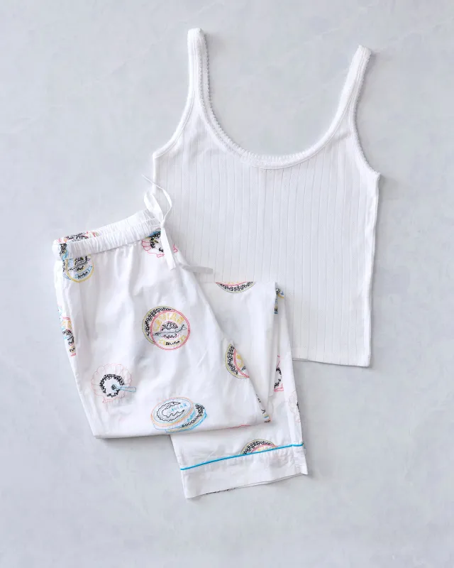 Embroidered Caviar Club - PJ Pants & Esme Tank Bundle - Cloud made by Printfresh