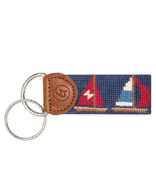 Blue Multi - Sailboat Needlepoint Keychain - Good Threads made by Goodthreads