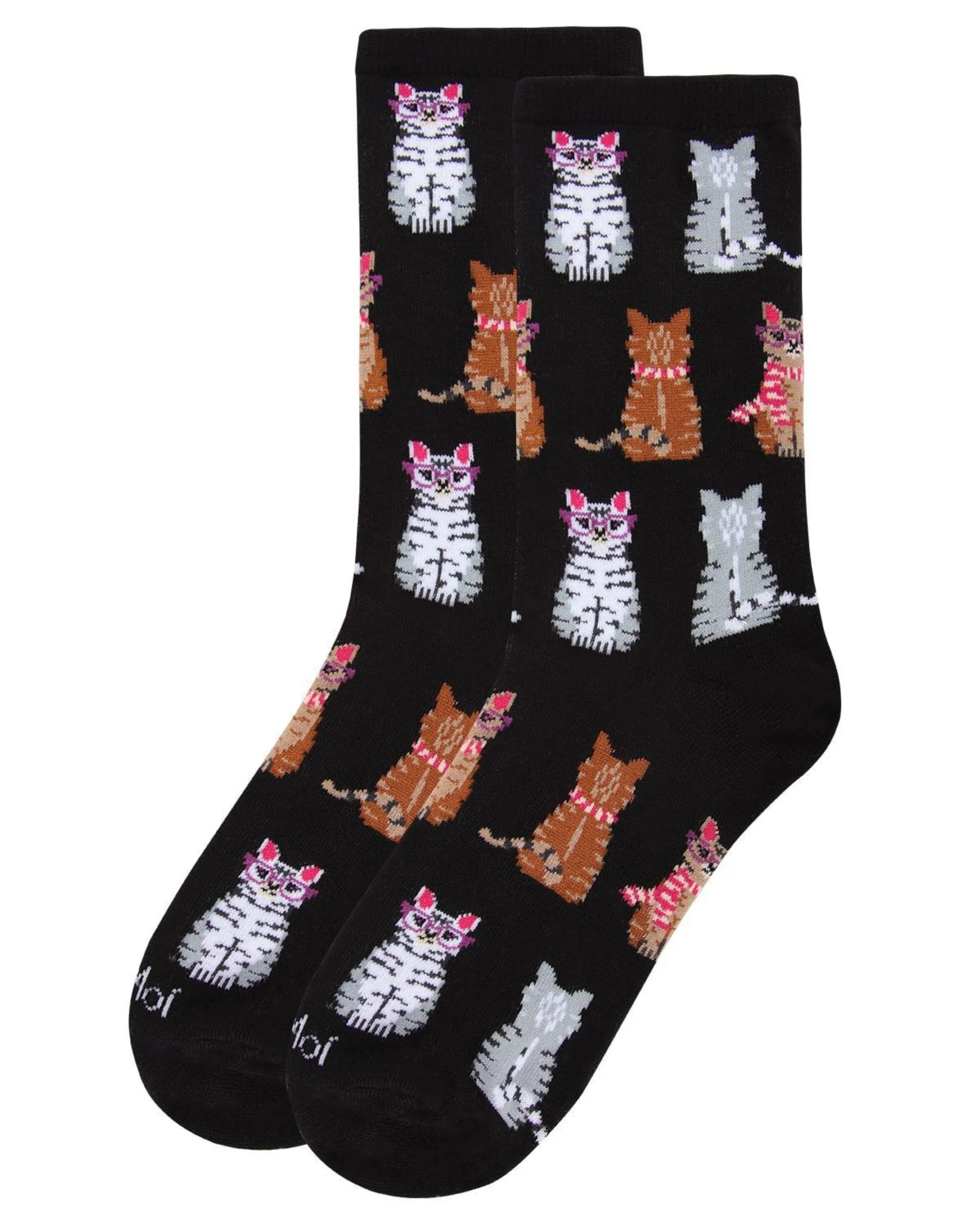 Black Combo - Studious Cats Bamboo Blend Crew Socks - Infinity Classics International Inc. sold by Printfresh product image thumbnail 2