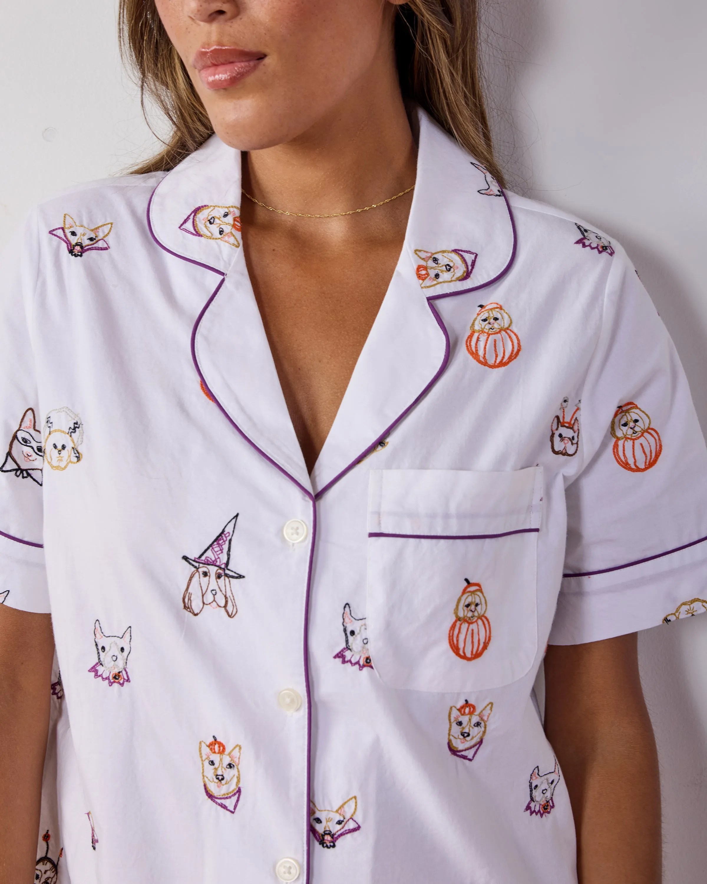 Halloween Hounds - Short Sleeve Top & Cropped Pants Set - Cloud sold by Printfresh product image thumbnail 3