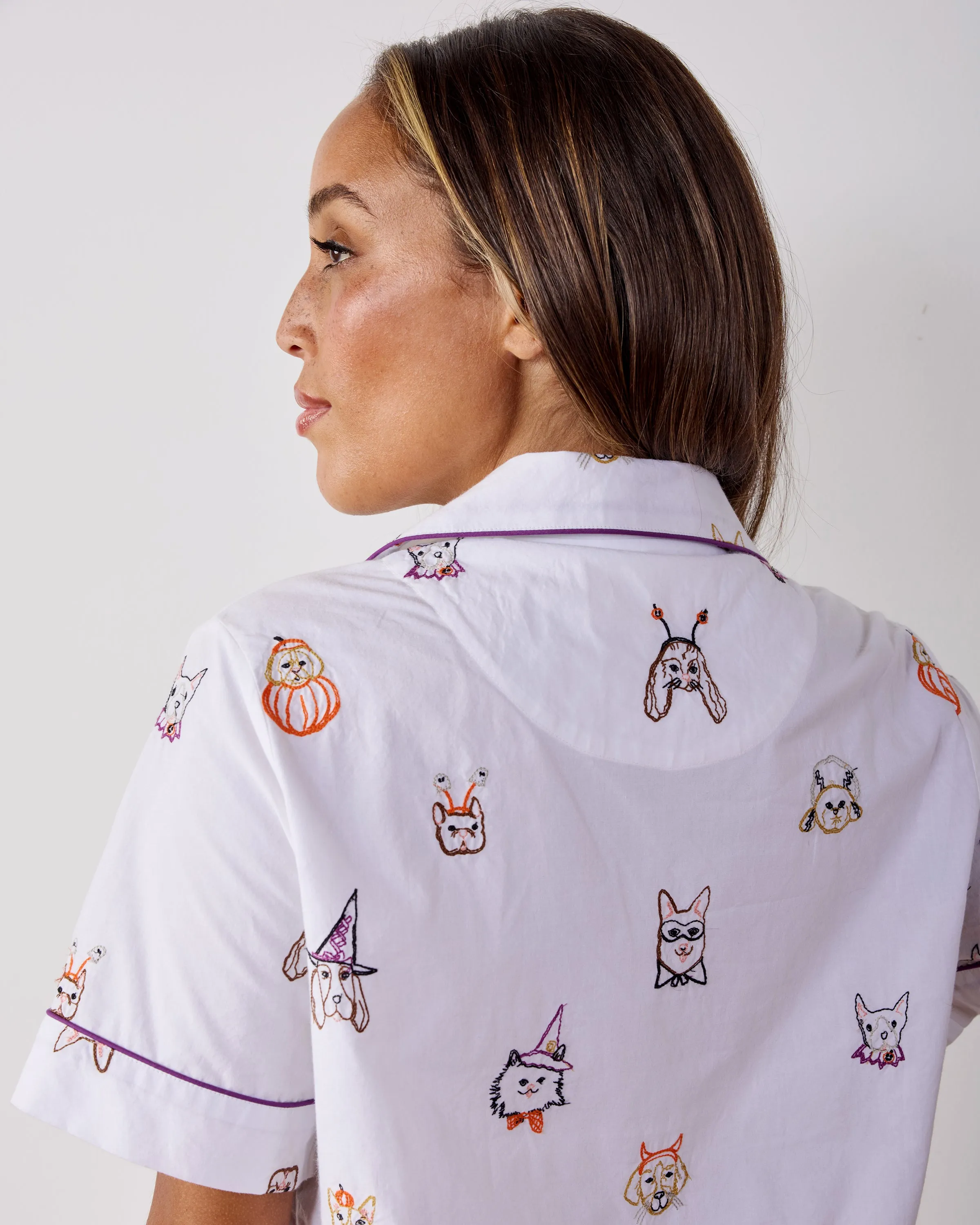 Halloween Hounds - Short Sleeve Top & Cropped Pants Set - Cloud sold by Printfresh product image thumbnail 5