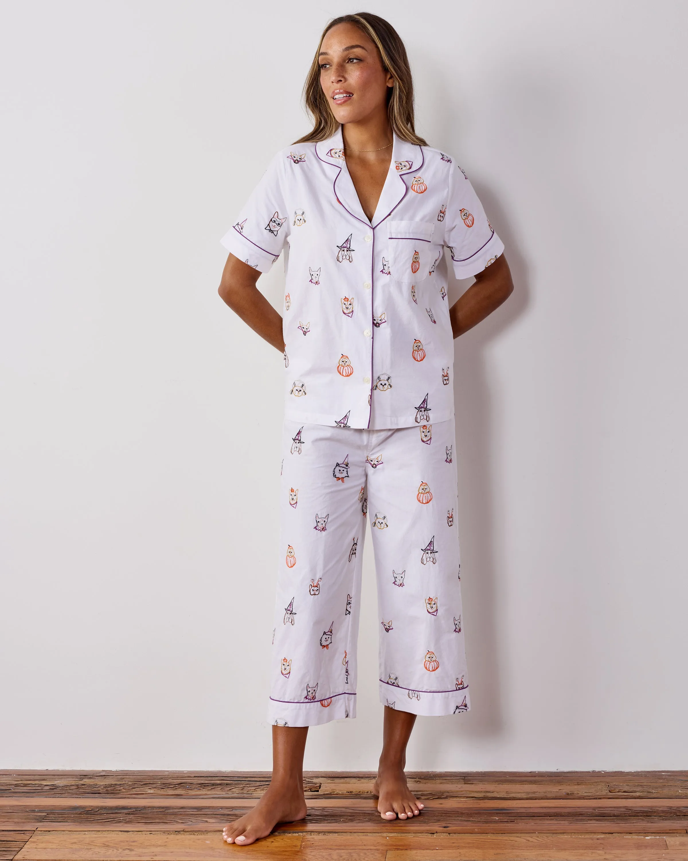 Halloween Hounds - Short Sleeve Top & Cropped Pants Set - Cloud sold by Printfresh product image thumbnail 4