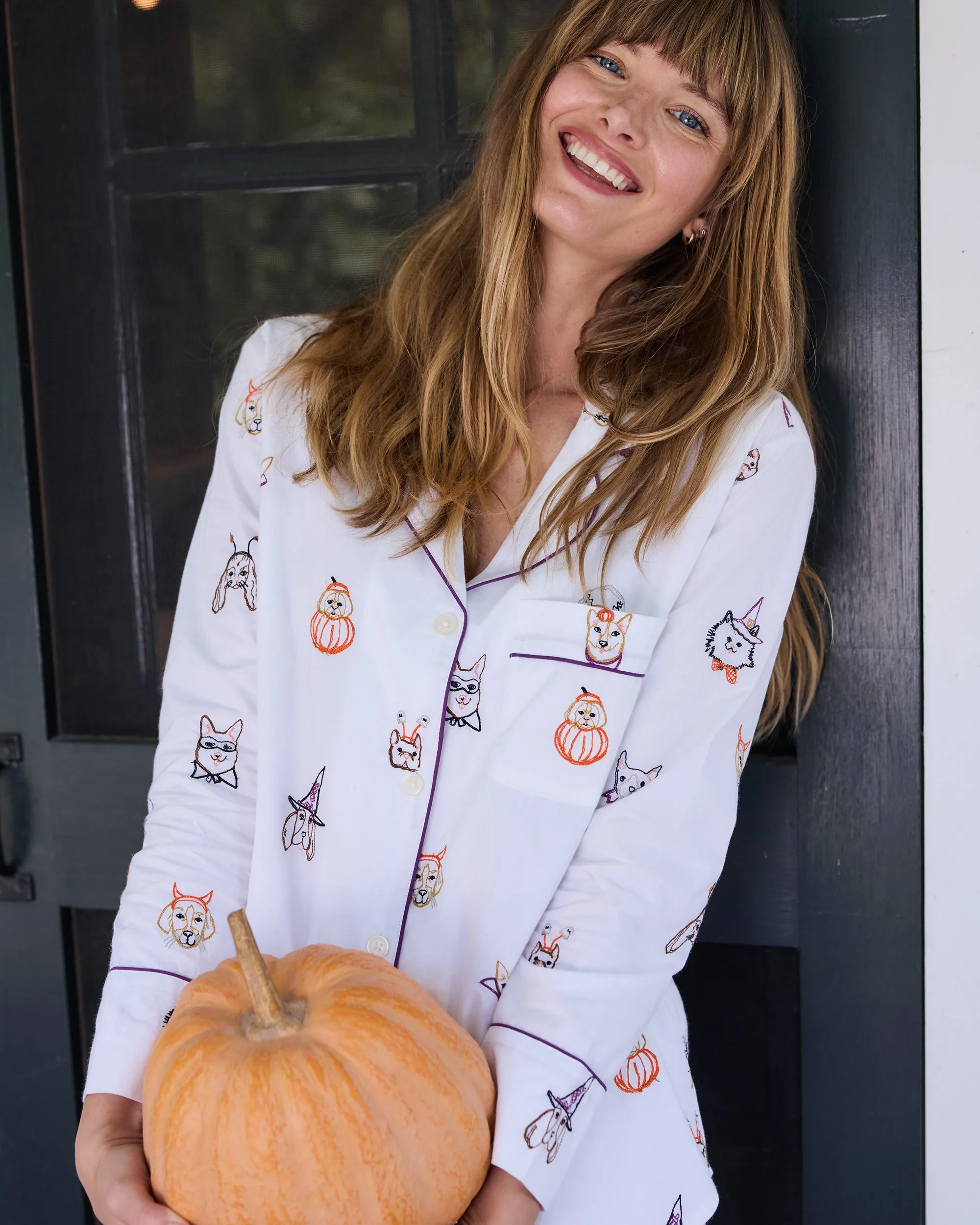 Halloween Hounds - Long PJ Set - Cloud sold by Printfresh