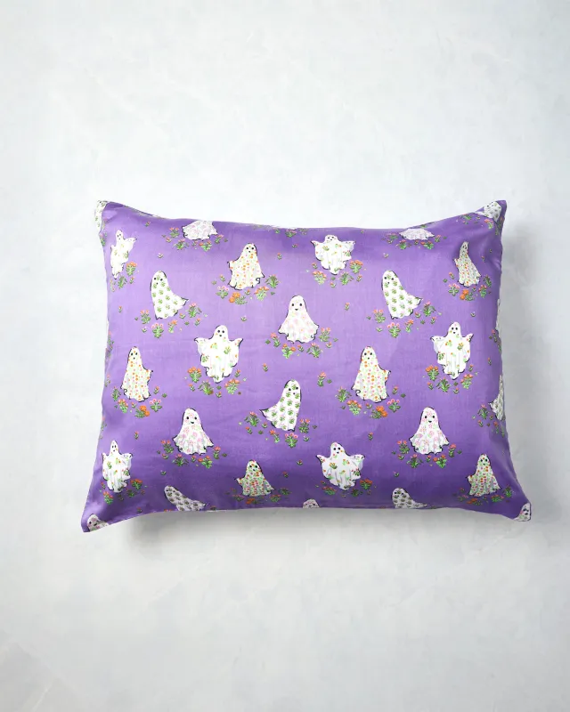Gardening Ghosts - Eco Satin Pillowcase - Eerie Amethyst made by Printfresh