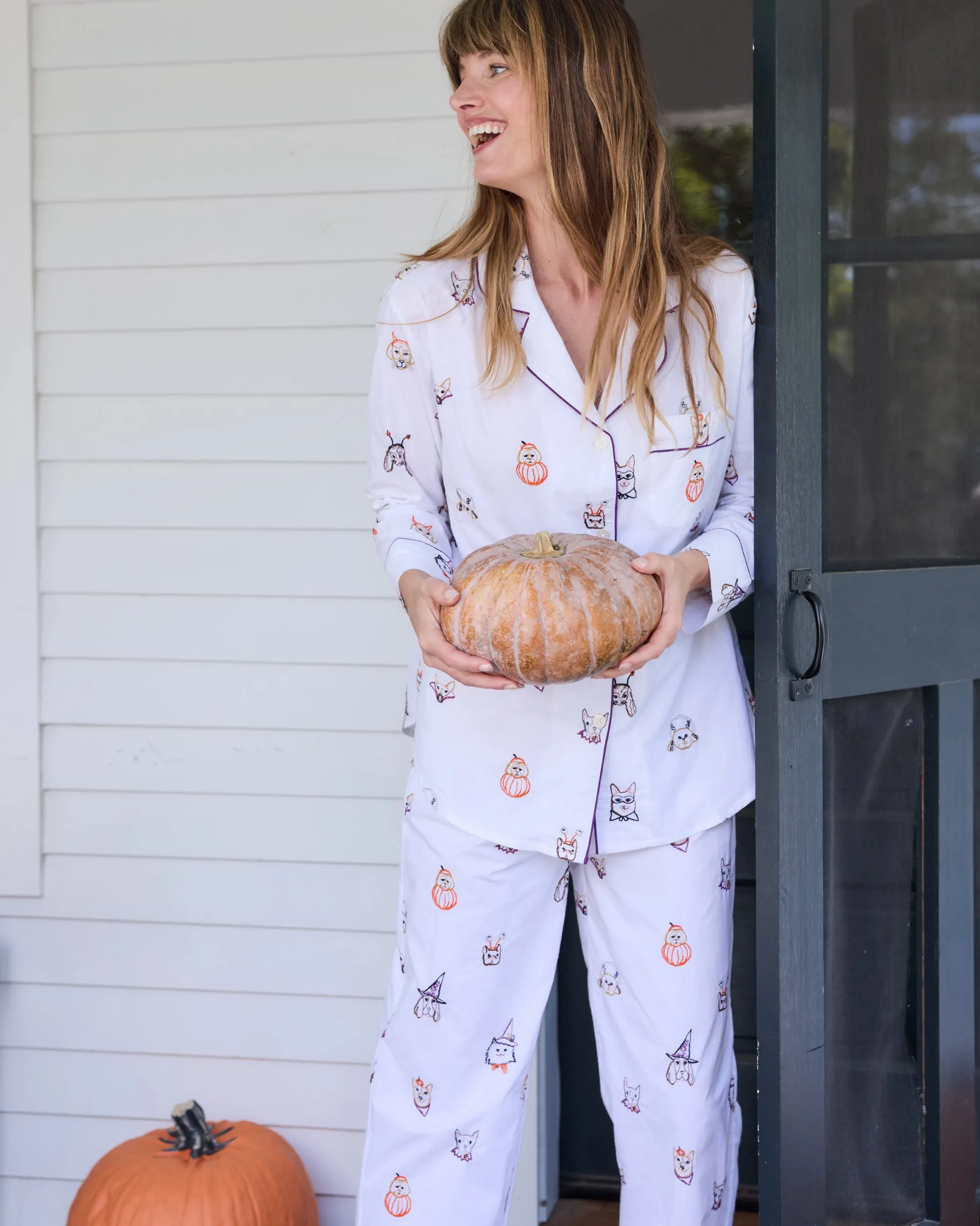 Halloween Hounds - Tall Long PJ Set - Cloud sold by Printfresh