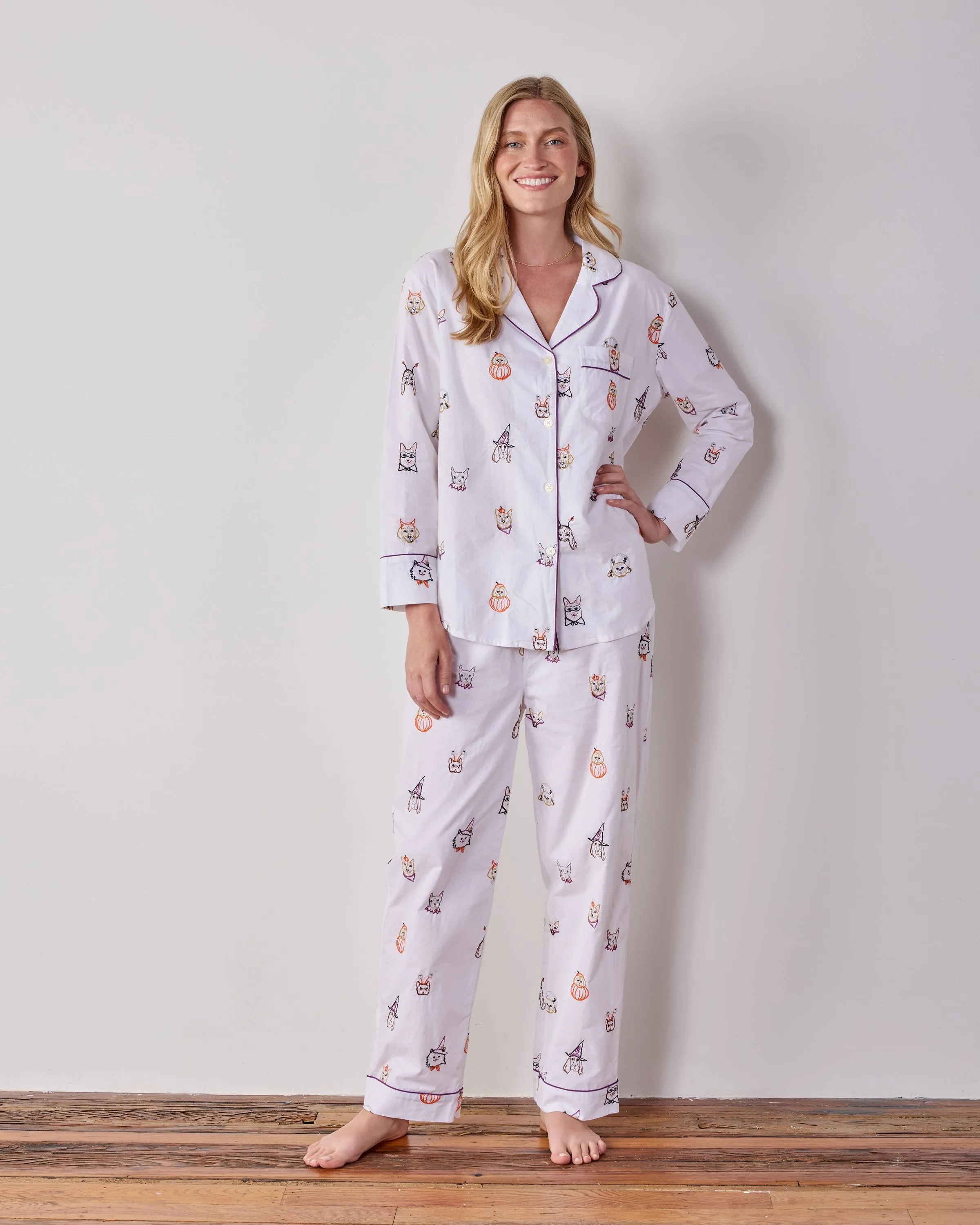 Halloween Hounds - Petite Long PJ Set - Cloud sold by Printfresh product image thumbnail 3