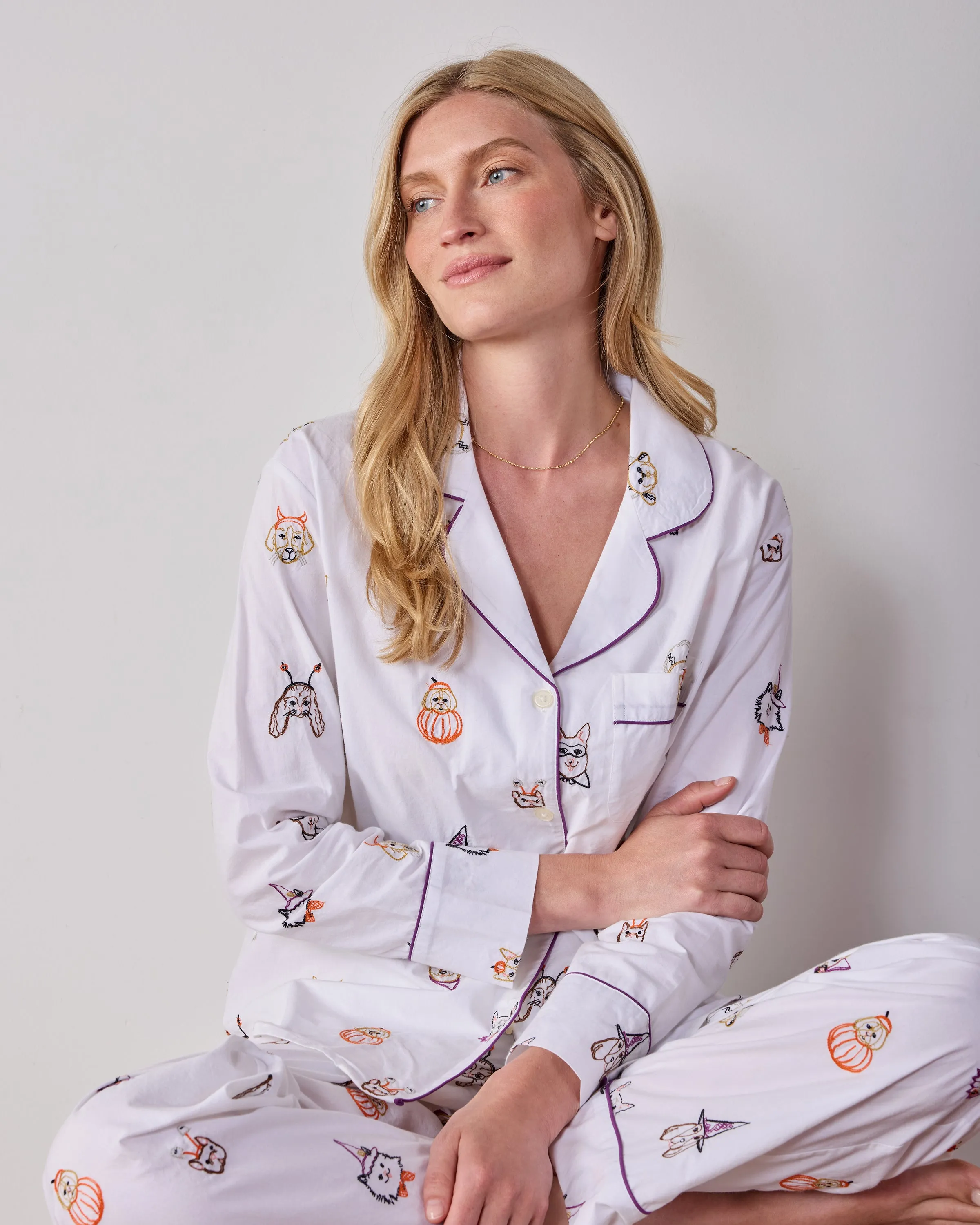 Halloween Hounds - Petite Long PJ Set - Cloud sold by Printfresh product image thumbnail 2