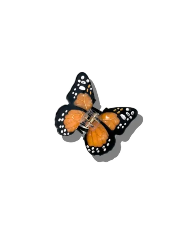 Orange Combo - Hand Painted Mini Monarch Butterfly Claw Hair Clip - Solar Eclipse made by Printfresh