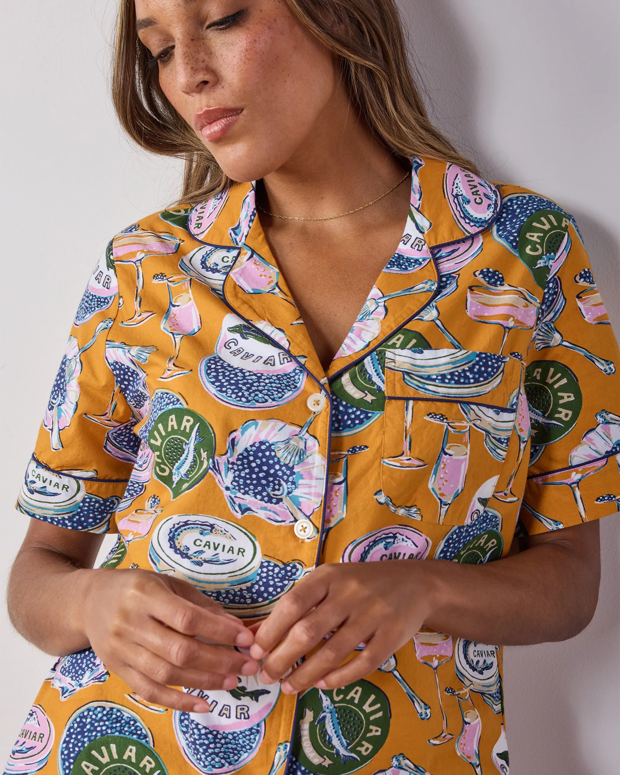 Champagne & Caviar - Short PJ Set - Goldenrod sold by Printfresh product image thumbnail 3