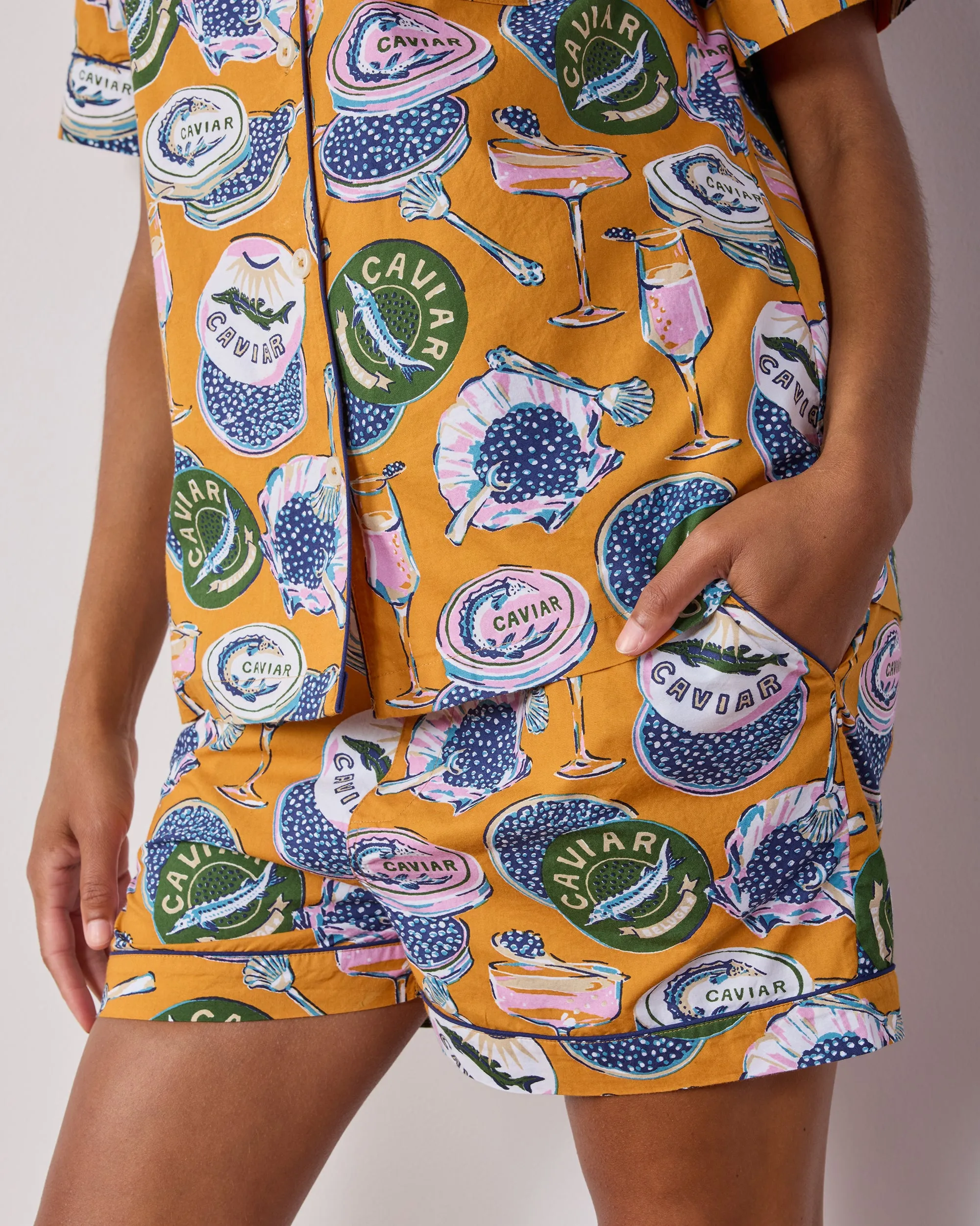 Champagne & Caviar - Short PJ Set - Goldenrod sold by Printfresh product image thumbnail 5