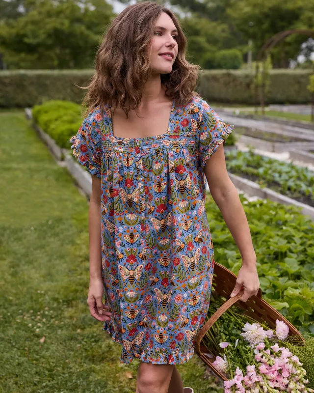 Bee Tapestry - Pintuck Nightgown - Delphinium Blue made by Printfresh