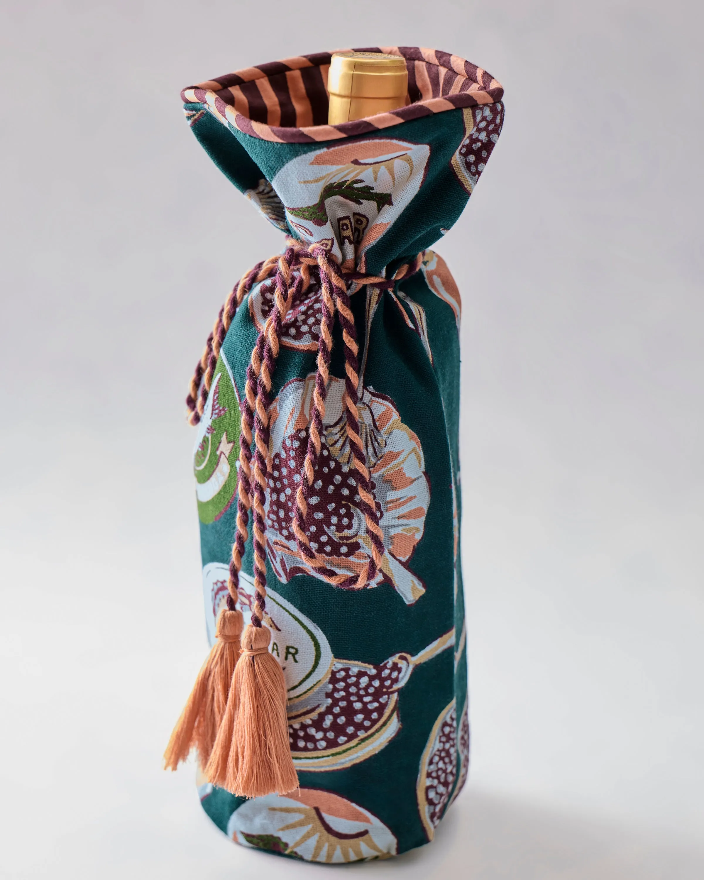 Champagne & Caviar - Wine Bag - Peacock Feather sold by Printfresh