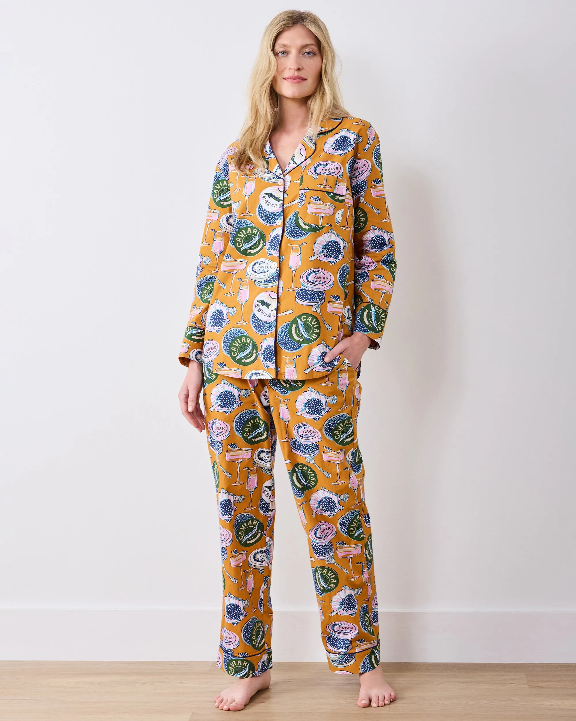 Champagne & Caviar - Tall Long PJ Set - Goldenrod sold by Printfresh product image thumbnail 3