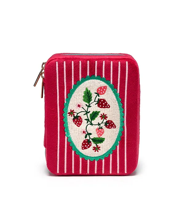 Strawberry - Velvet Jewelry Zip Case - Living Royal sold by Printfresh