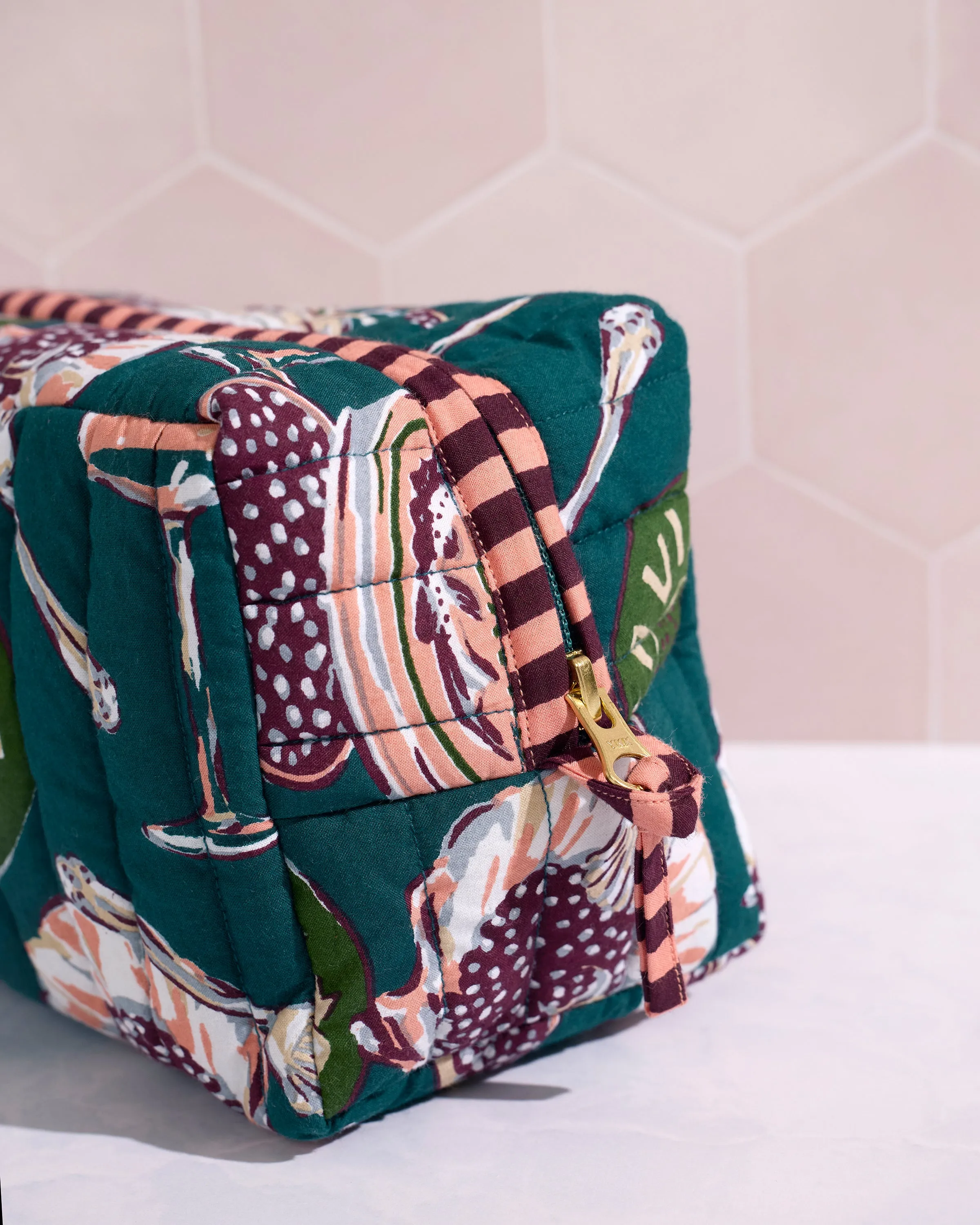 Champagne & Caviar - Traveler Tote & Quilted Pouch Bundle - Peacock Feather sold by Printfresh product image thumbnail 5