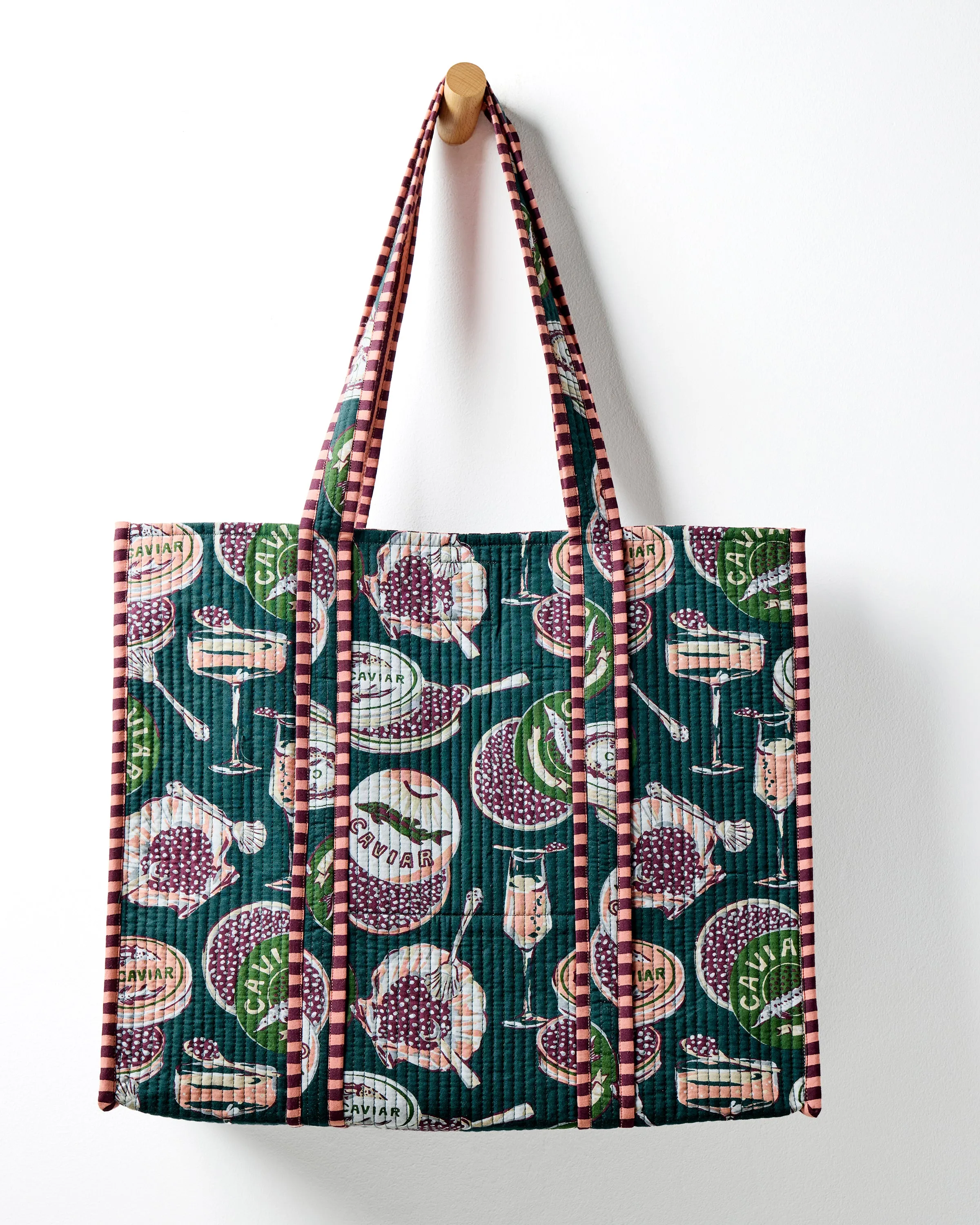Champagne & Caviar - Traveler Tote & Quilted Pouch Bundle - Peacock Feather sold by Printfresh product image thumbnail 3