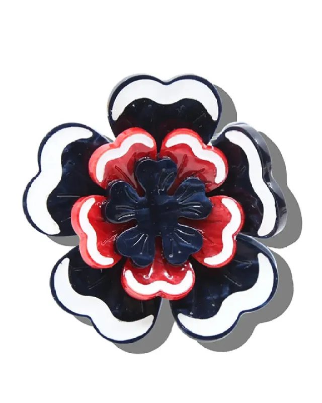 Navy - Hand Painted Americana Flower Claw Clip - Solar Eclipse made by Printfresh