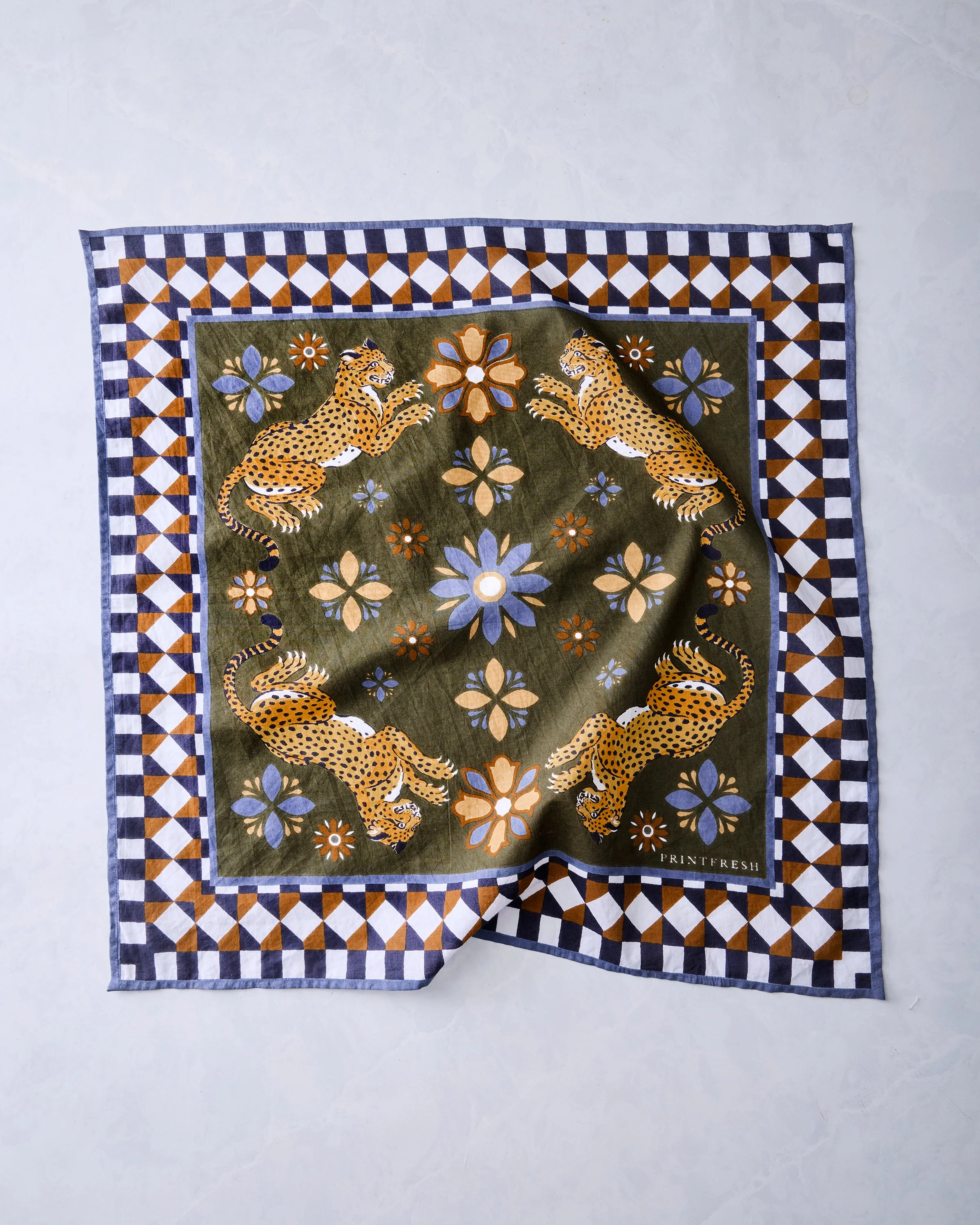 Bagheera Kaleidoscope - Printed Bandana Scarf - Olive sold by Printfresh product image thumbnail 5