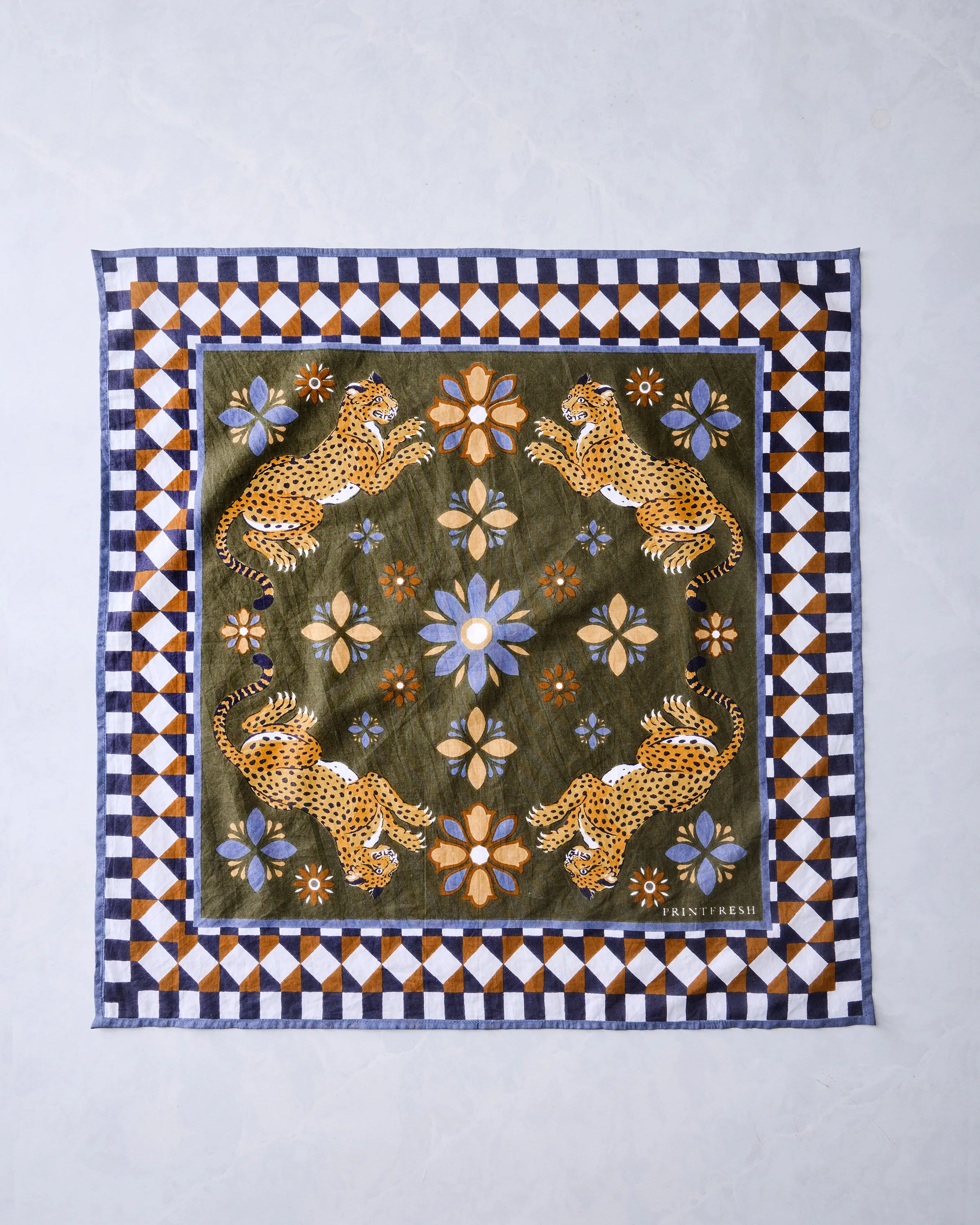 Bagheera Kaleidoscope - Printed Bandana Scarf - Olive sold by Printfresh