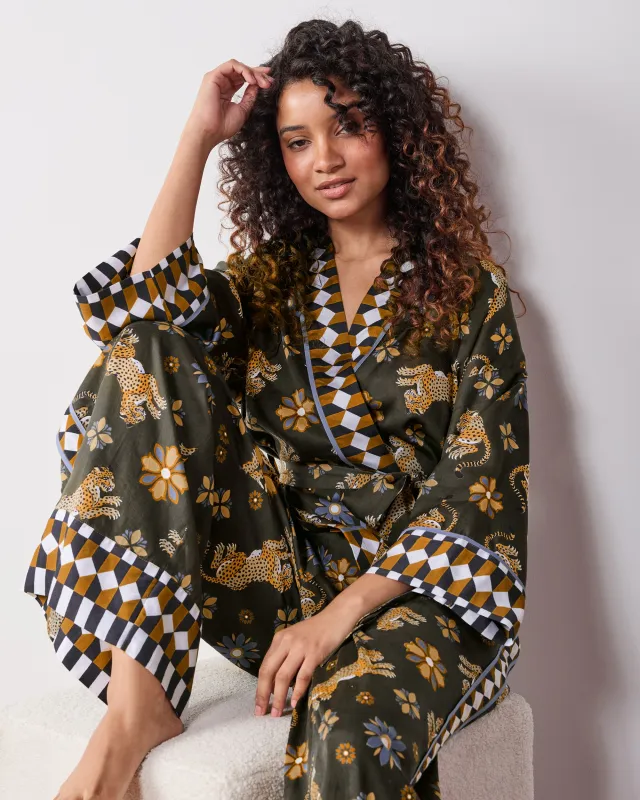 Bagheera Kaleidoscope - Petite Eco Satin Wrap Set - Olive made by Printfresh
