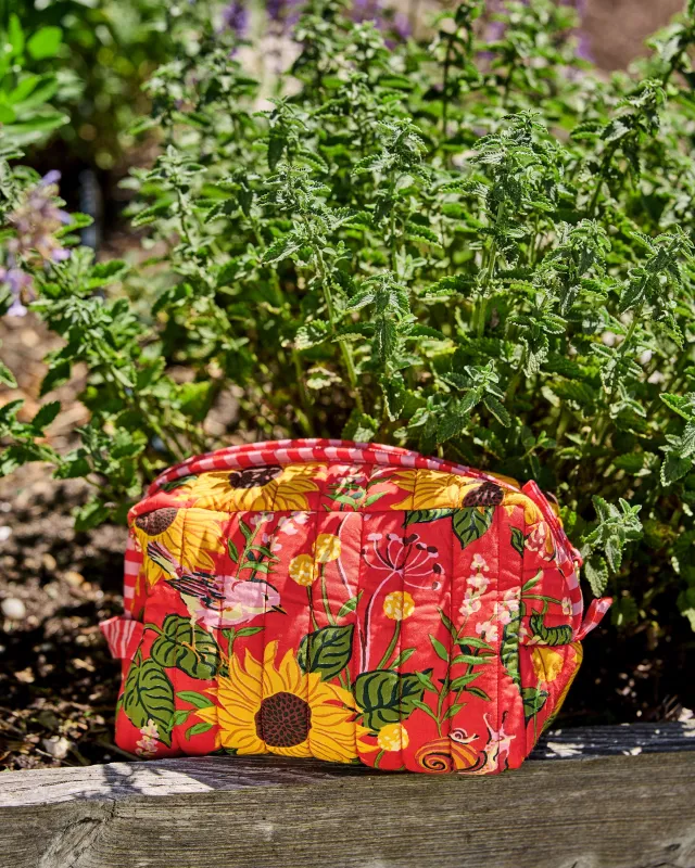 Autumn Sunflowers - Quilted Pouch - Orange made by Printfresh