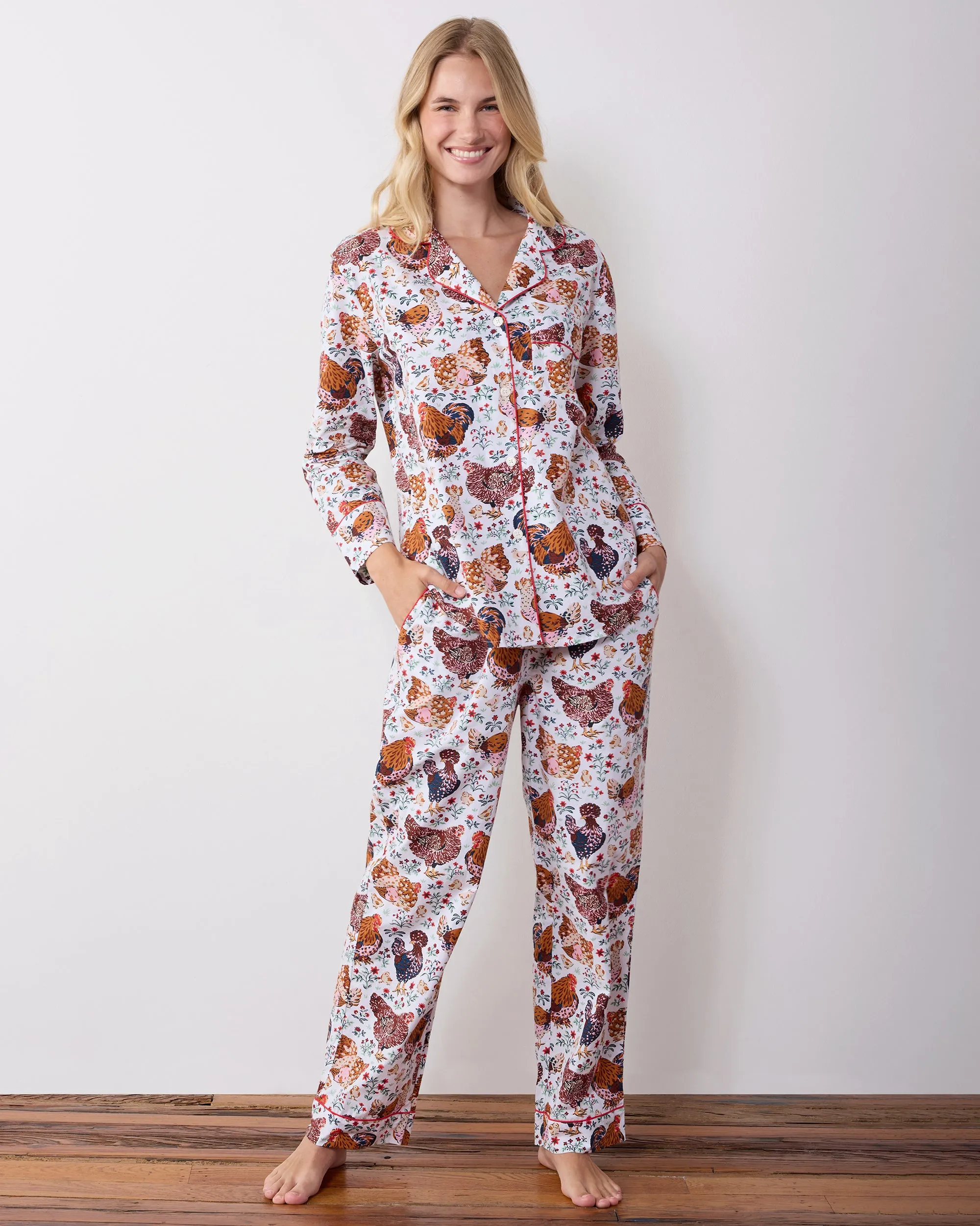 Must Love Chickens - Petite Long PJ Set - Cloud sold by Printfresh product image thumbnail 3