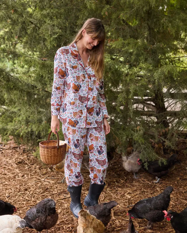 Must Love Chickens - Long PJ Set - Cloud made by Printfresh