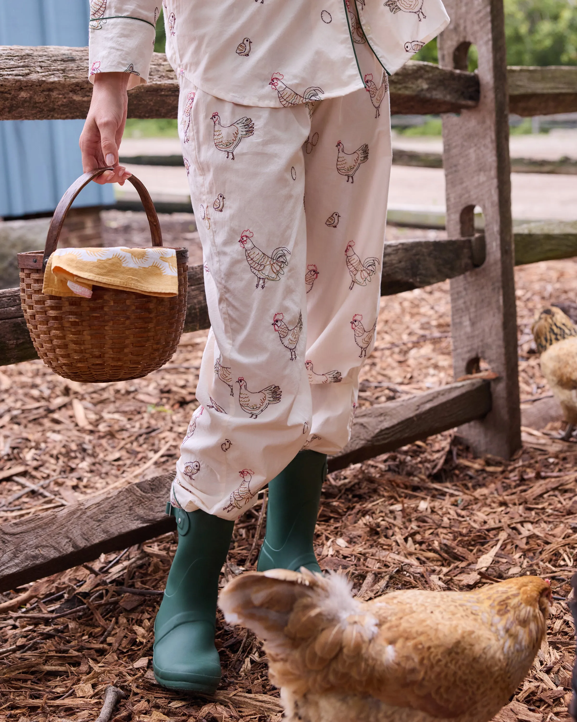 Embroidered Hens - Long PJ Set - Buff sold by Printfresh product image thumbnail 4