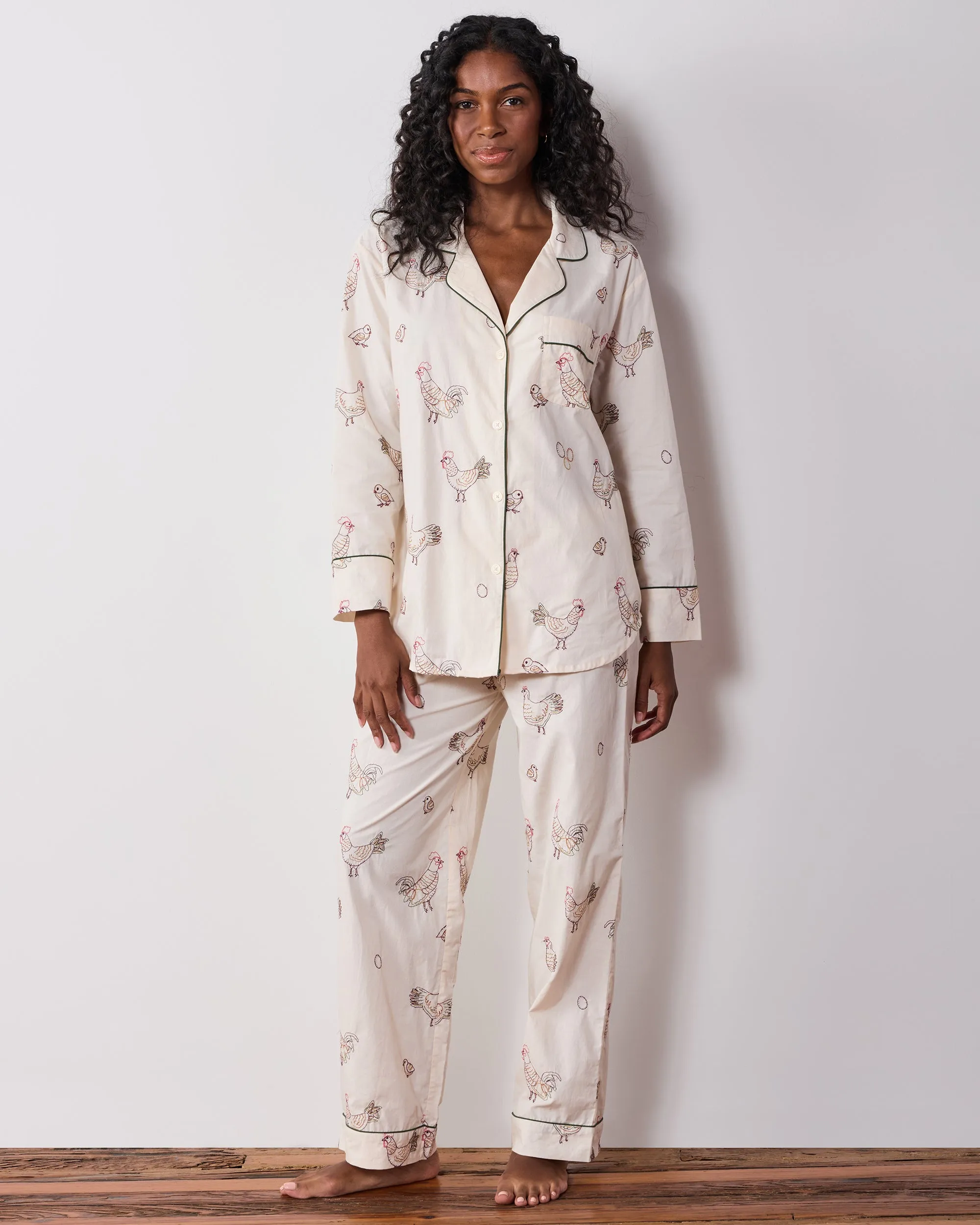 Embroidered Hens - Long PJ Set - Buff sold by Printfresh product image thumbnail 5