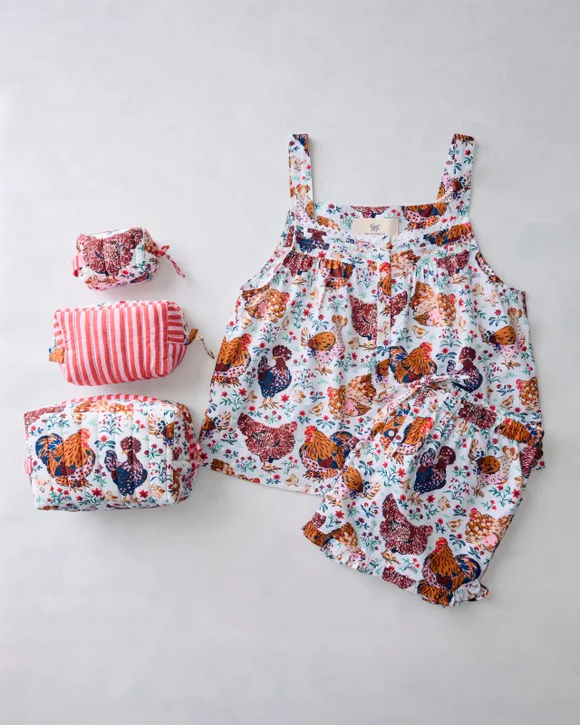 Must Love Chickens - Back to Bed Short Set & Pouches Bundle - Cloud made by Printfresh