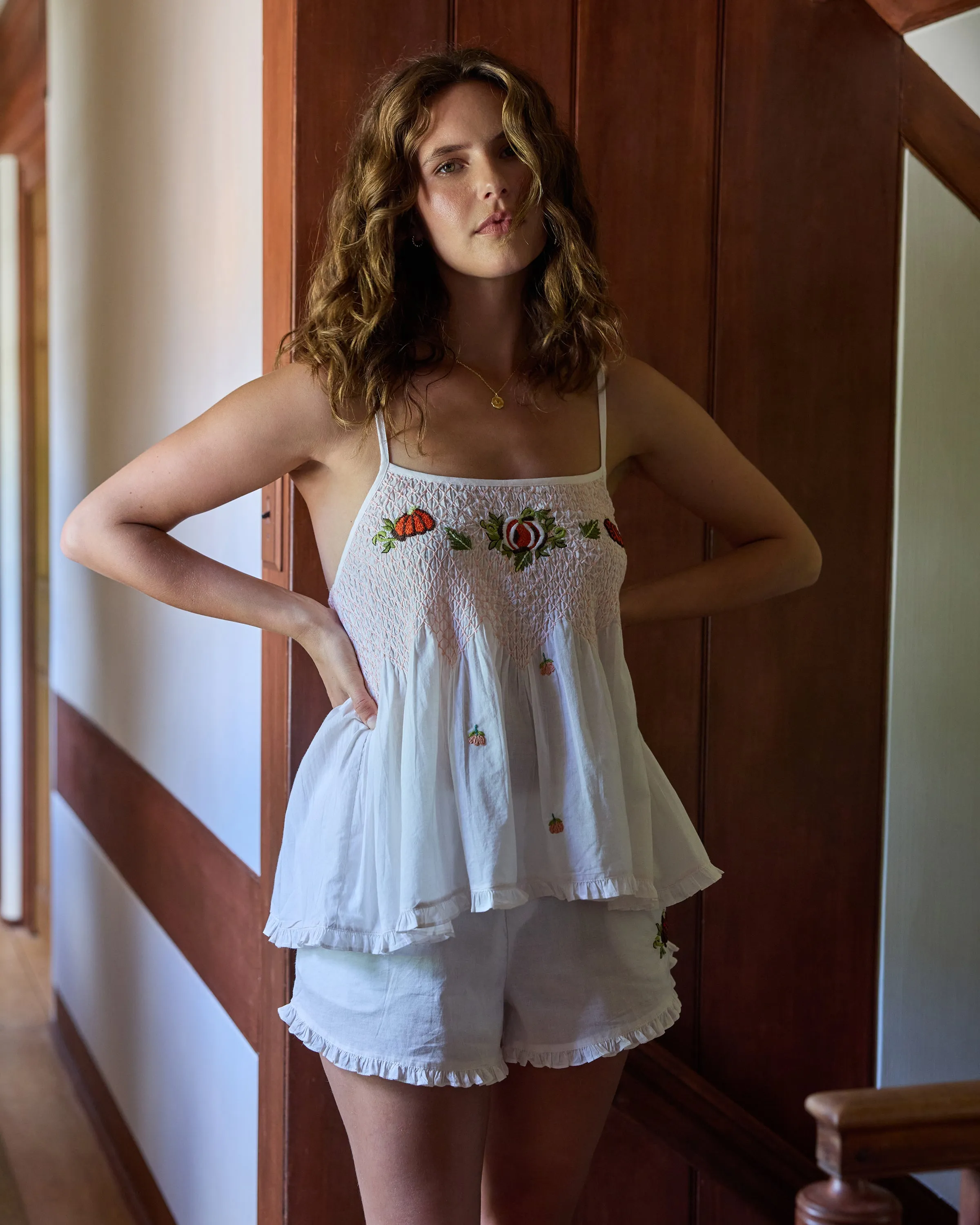 Embroidered Pumpkins - Naya Short Set - Natural sold by Printfresh product image thumbnail 2