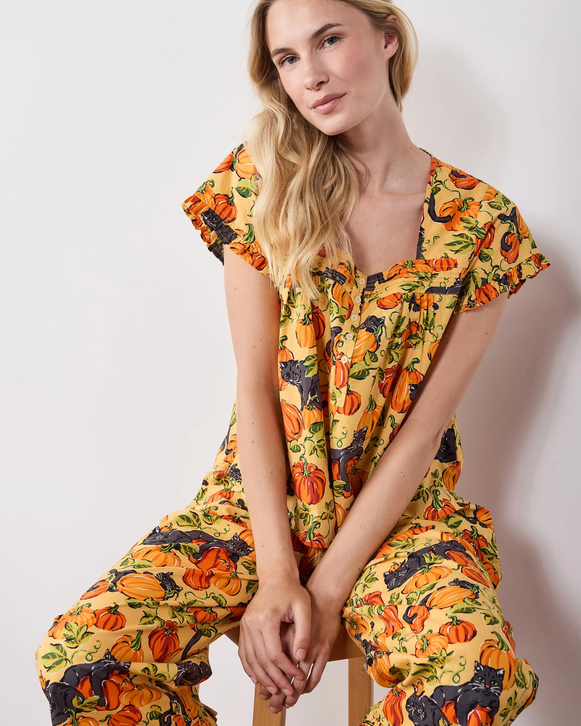 Pumpkin Prowl - Pintuck Cropped Set - Salted Caramel sold by Printfresh product image thumbnail 4