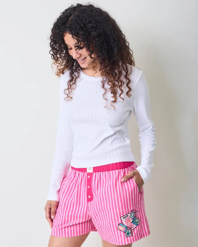 Lucky Tiles Embroidery - Eloise Boxers - Hot Pink made by Printfresh