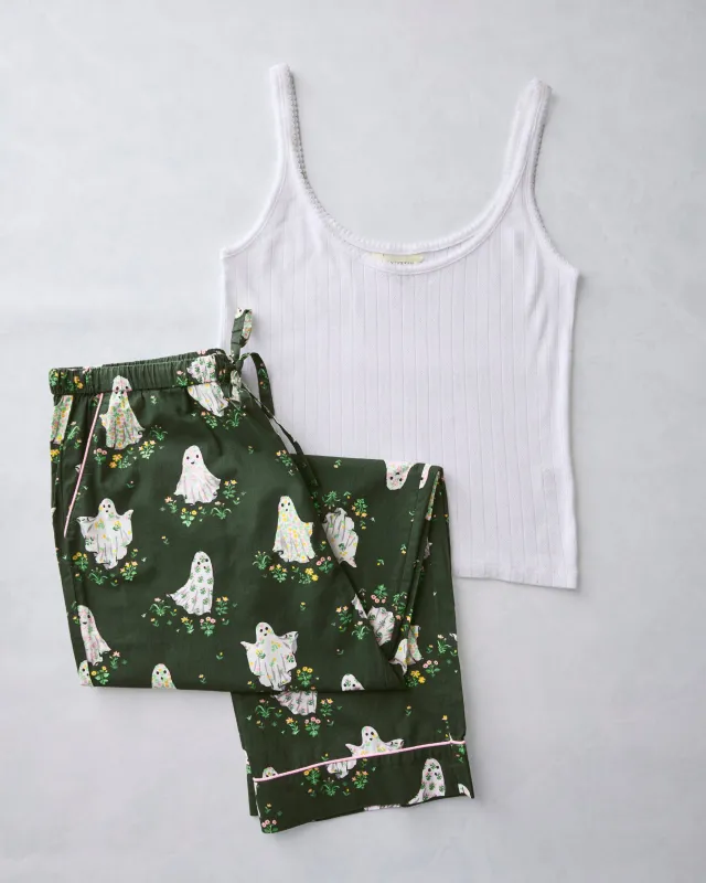Gardening Ghosts - Long PJ Pants & Esme Tank Bundle - Overgrown Moss made by Printfresh