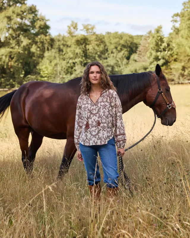Western Crown - Kaia Blouse - Oat made by Printfresh