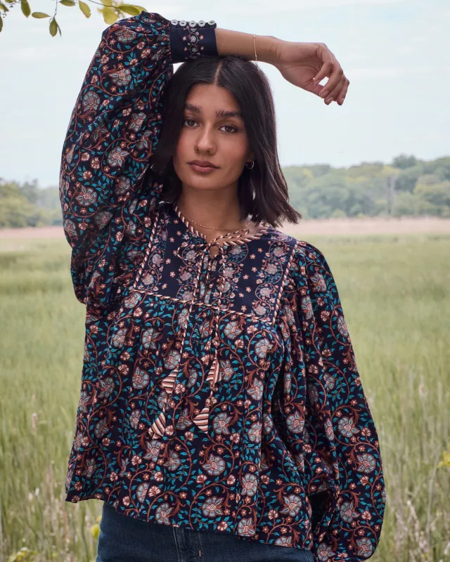 Valley Garden - Josephine Blouse - Midnight Sky made by Printfresh