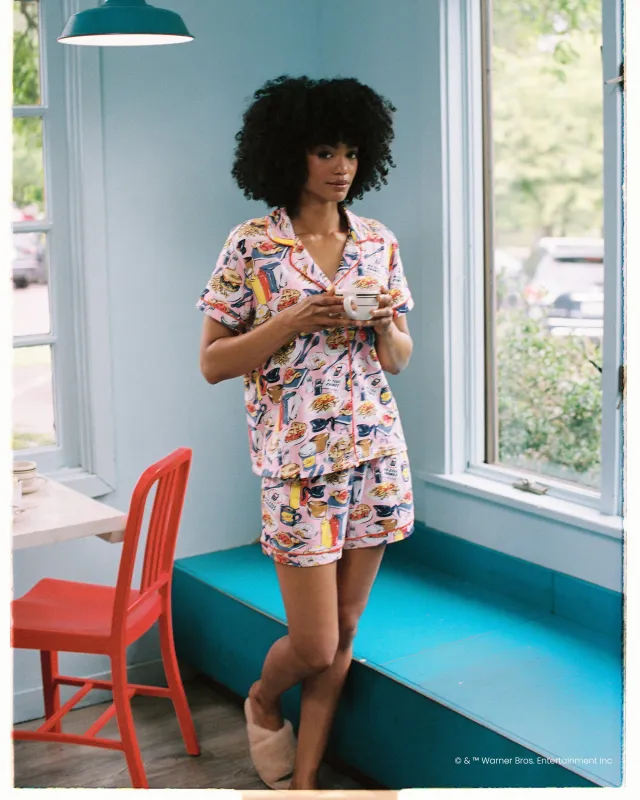 Luke’s Diner - Organic Pima Modal Knit Short PJ Set - Lorelai Pink made by Printfresh