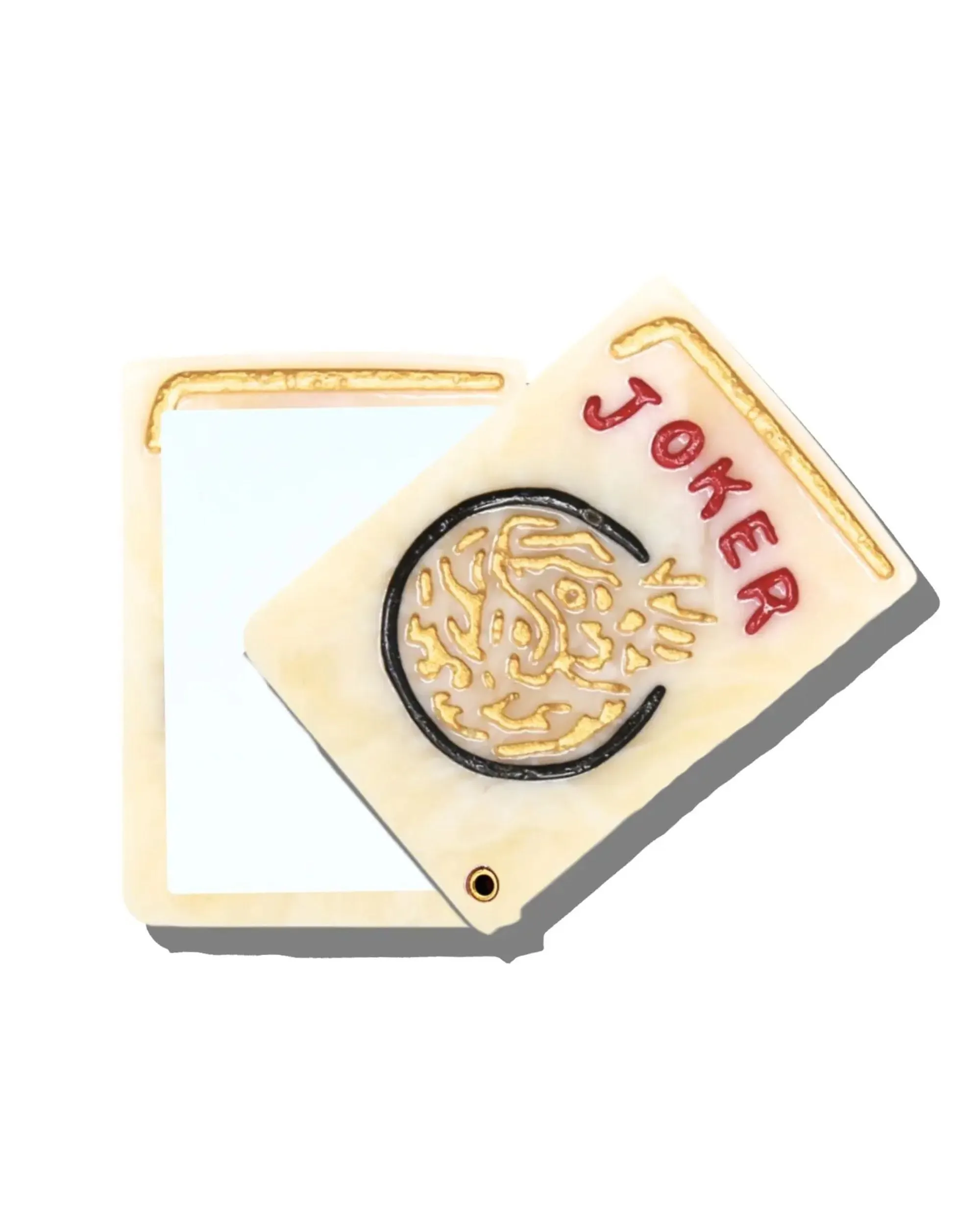Ivory Combo - Hand Painted Joker Mahjong Compact Mirror - Solar Eclipse sold by Printfresh