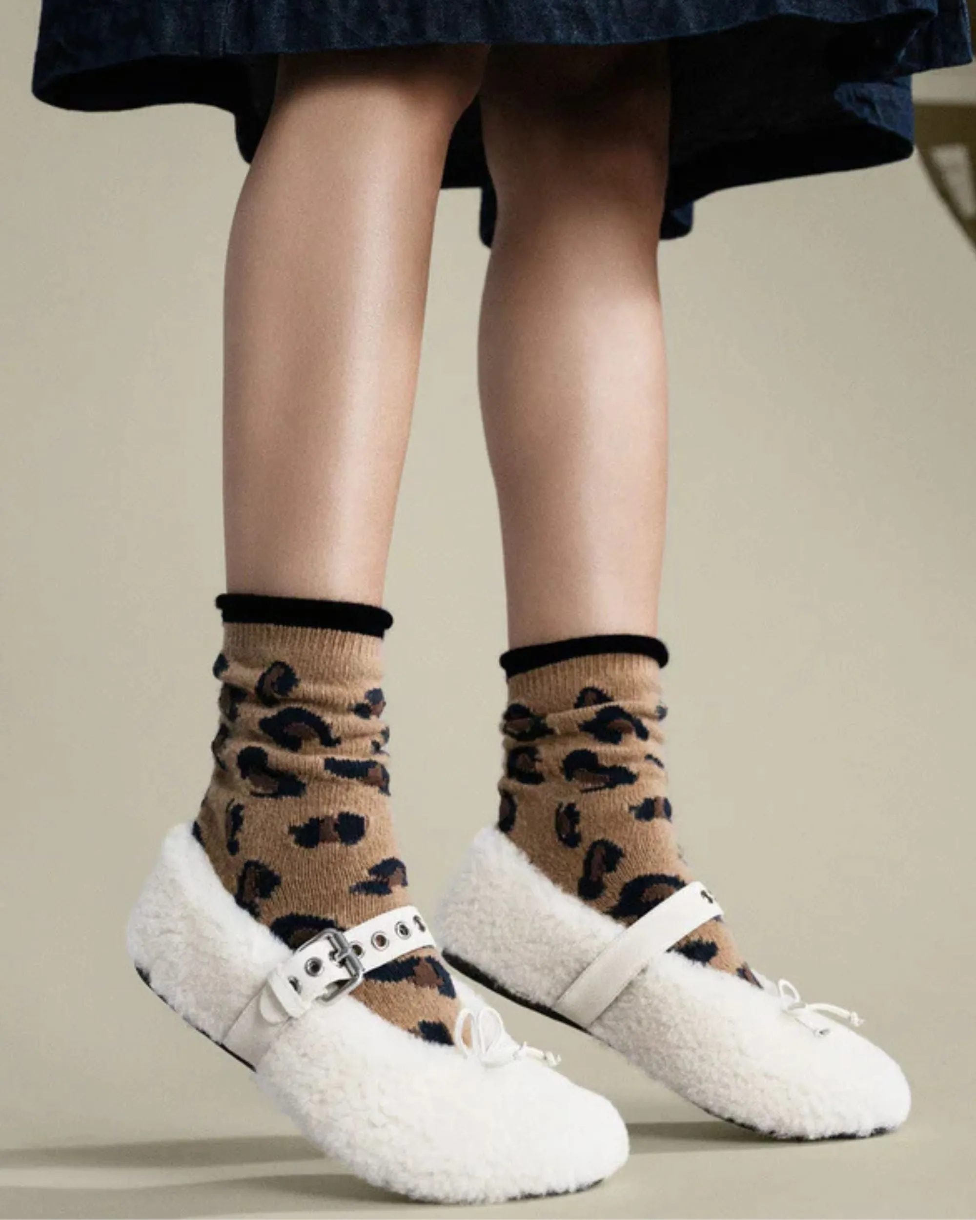 Camel - Cheetah Cashmere Crew Sock - Hansel from Basel sold by Printfresh product image thumbnail 2