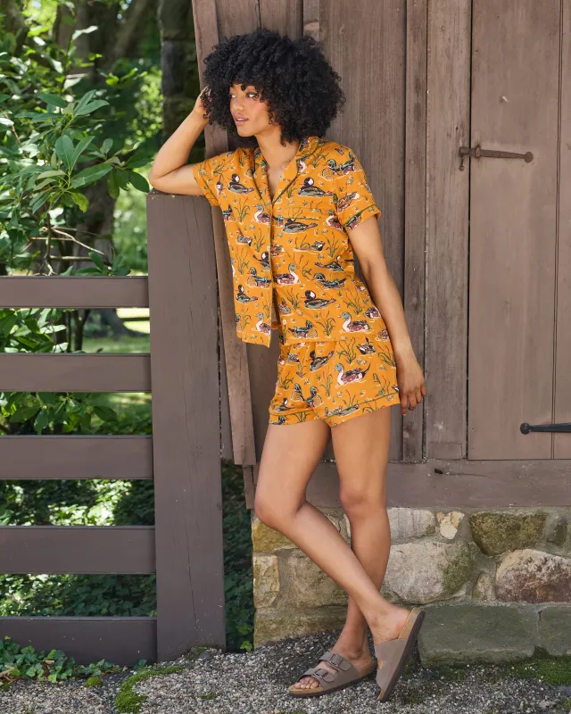 Duck Pond - Organic Cotton Modal Knit Short PJ Set - Mustard made by Printfresh