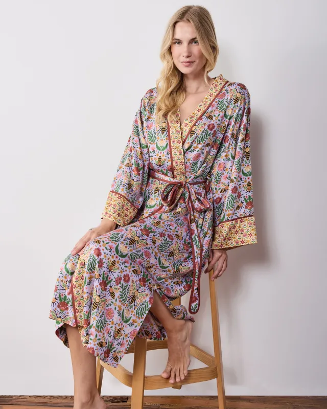 Bee Tapestry - Eco Satin Robe - Lavender made by Printfresh