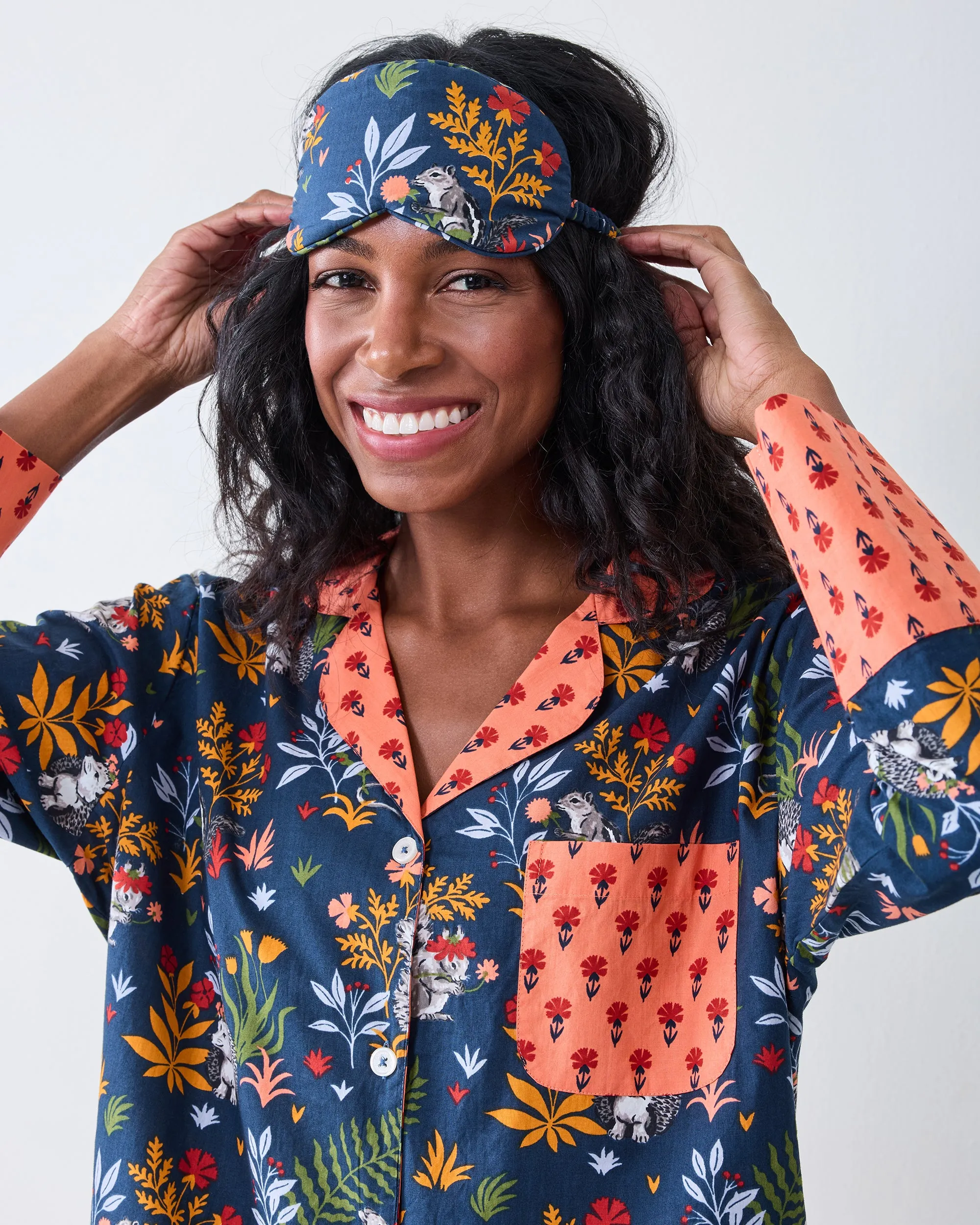 Woodland Critters - Eye Mask - Indigo sold by Printfresh product image thumbnail 2