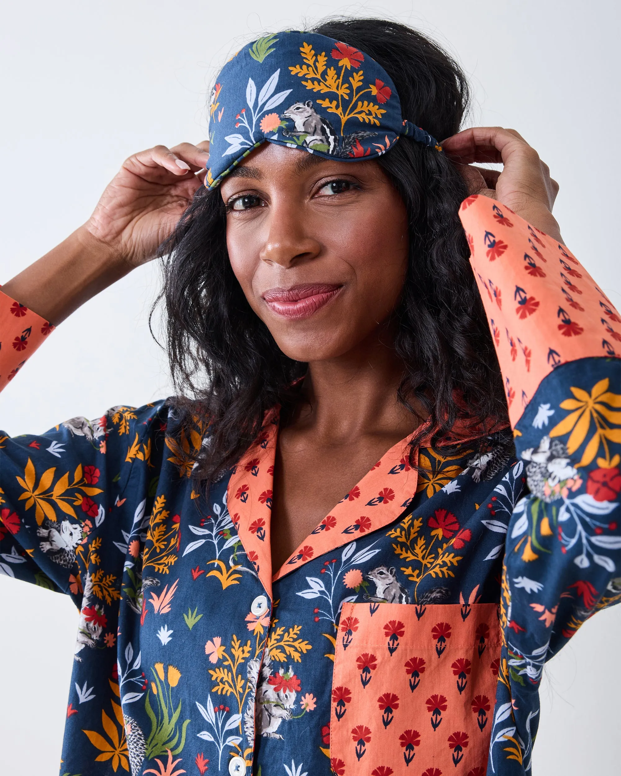 Woodland Critters - Eye Mask - Indigo sold by Printfresh product image thumbnail 3