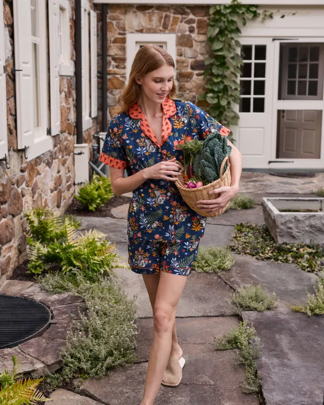 Woodland Critters - Short PJ Set - Indigo made by Printfresh