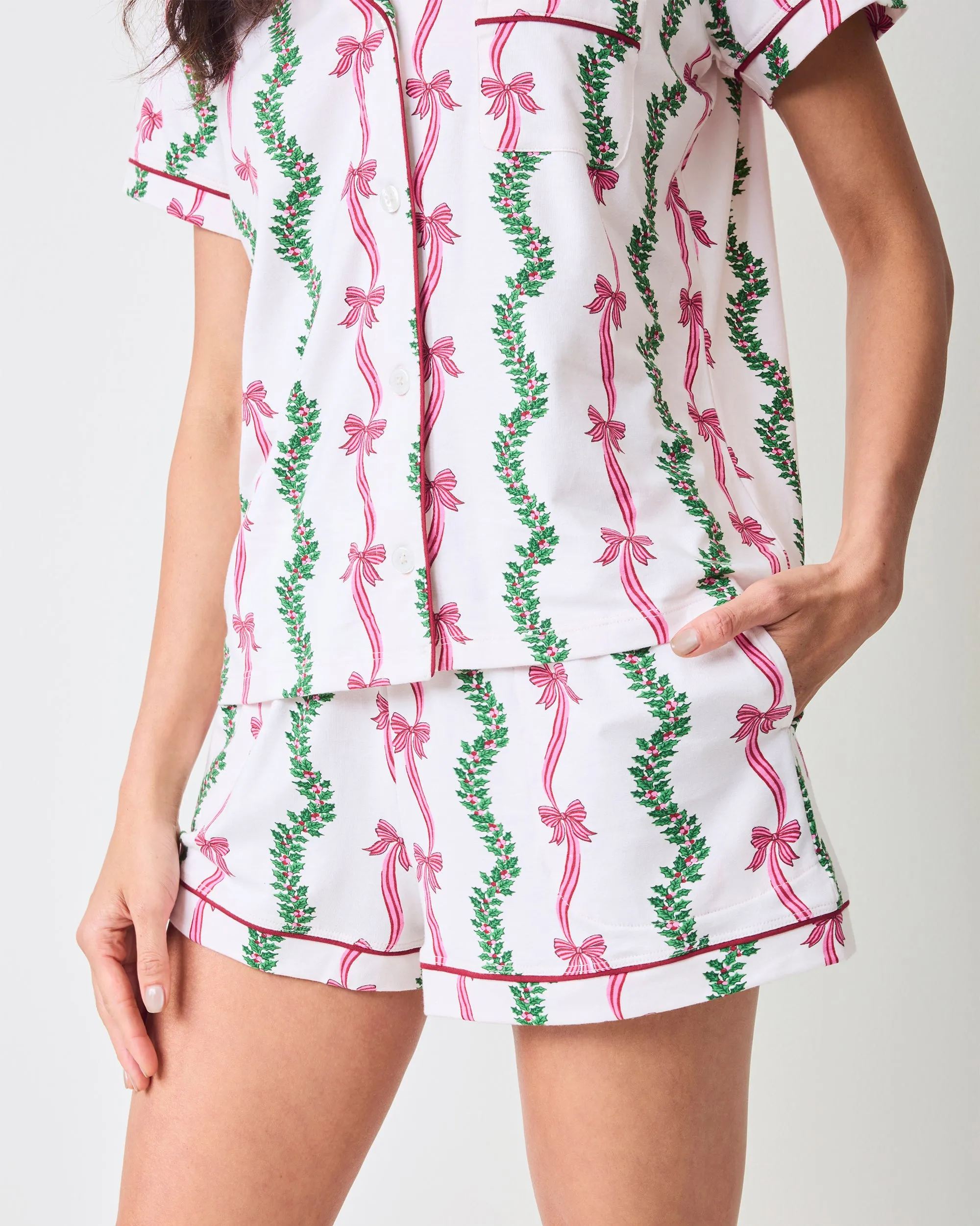 Ribbons & Bows - Organic Pima Modal Knit Short PJ Set - Vanilla Cream sold by Printfresh product image thumbnail 5
